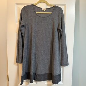 Puella by Anthropologie Gray Herringbone Tunic Dress w Elbow Patches | M